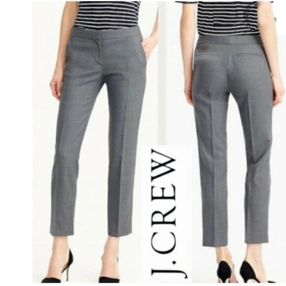 J. Crew Café Capri Italian Wool Grey Pants Size 2 Slim Fit Tailored - Picture 1 of 15